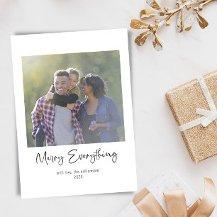 Frohe Alles Skript Familienfoto Blau Feiertag Feiertagskarte
