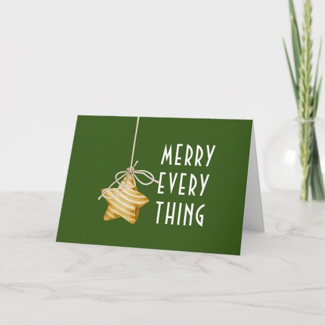 Frohe Alles Star Ornament Grün Weihnachten Karte (Vorderseite)