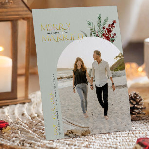 Frohe bald verlobte Weihnachtsfoto Save The Date