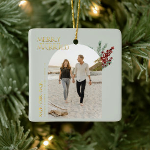 Frohe bald Vermählte Weihnachten Termin vormerken Keramikornament