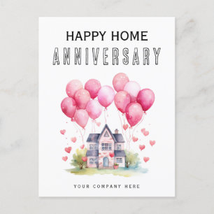 Frohe Ballons zum Hausjubiläum Herzen Immobilien Postkarte