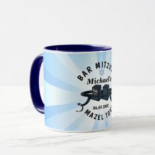 Frohe Bar Mitzvah 20XX-Party Blau Personalisieren Tasse