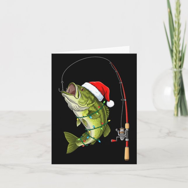 Frohe Bass-Weihnachtsköder Santa Hut Bass Karte (Vorderseite)
