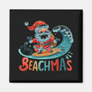 Frohe Beachmas Santa Surfen Retro Design T-Shirt Magnet