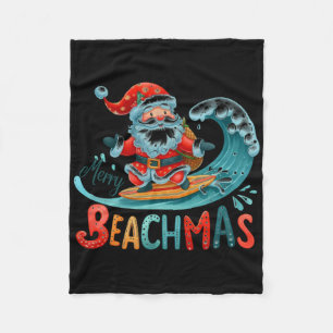 Frohe Beachmas Weihnachtsmann Surfen Retro Design Fleecedecke