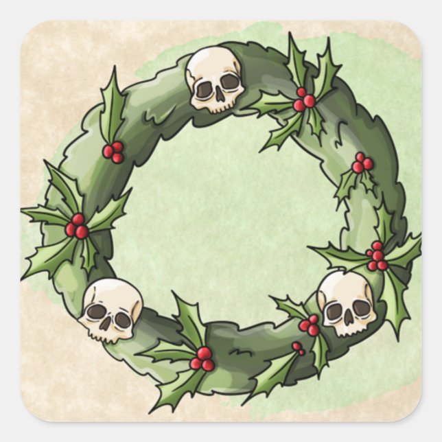 Frohe Beängstigende Weihnachtsmarken Quadratischer Aufkleber (Vorderseite)