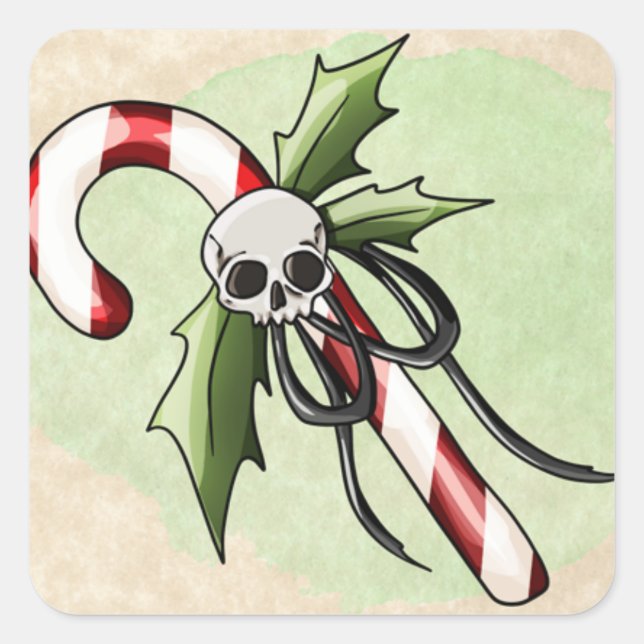 Frohe Beängstigende Weihnachtsmarken Quadratischer Aufkleber (Vorderseite)