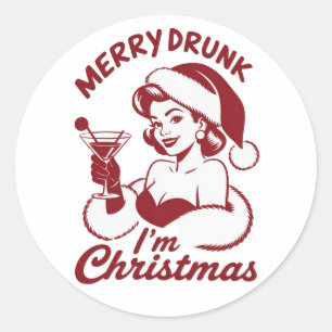 Frohe Besoffen Ich bin Weihnachten Cocktail Snarky Runder Aufkleber