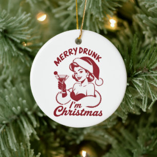 Frohe Betrunken Ich bin Weihnachten Cocktail Snark Keramik Ornament