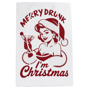 Frohe Betrunken Ich bin Weihnachten Cocktail Snark Mittlere Geschenktüte