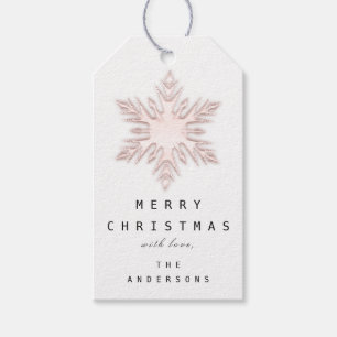 Frohe Bezeichnung Weihnachtsbaum Rose Schnee Geschenkanhänger