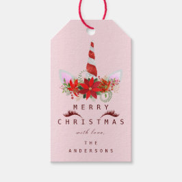 Frohe bis Feiertage Geschenkmarke Unicorn Red Pink Geschenkanhänger