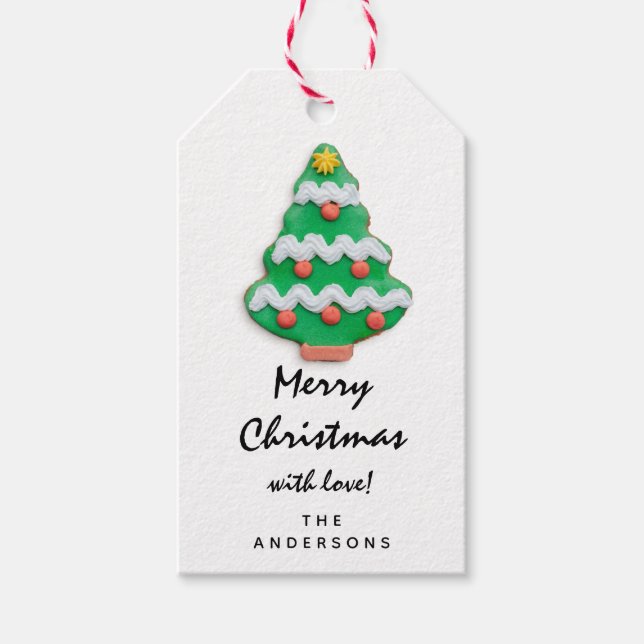 Frohe bis Weihnachten Geschenk Happy New Gingerbre Geschenkanhänger (Vorderseite)