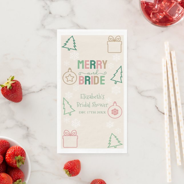 Frohe & Braut Weihnachts-Brautparty Serviette (Beispiel)