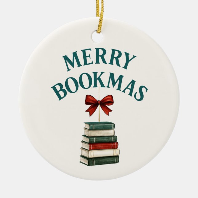 Frohe Buchweihnacht  Keramik Ornament (Vorne)