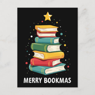 Frohe Buchweihnachten - Festlicher Bücherstapel fü Postkarte