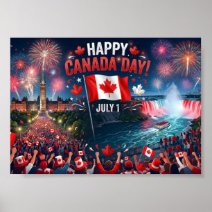 Frohe Canada Day-Feierlichkeiten Feuerwerk Poster