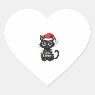 Frohe Catmas Black Cat Weihnachten Weihnachten Wei Herz-Aufkleber