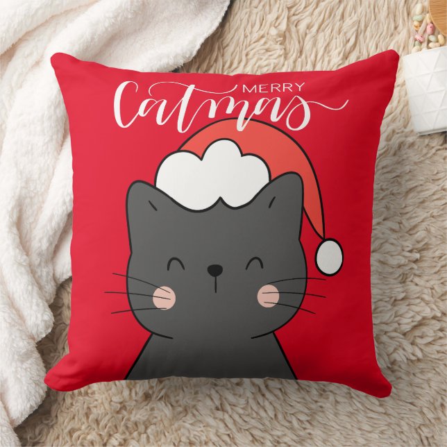 Frohe Catmas Niedlich Weihnachten Weihnachten Kissen (Decke)