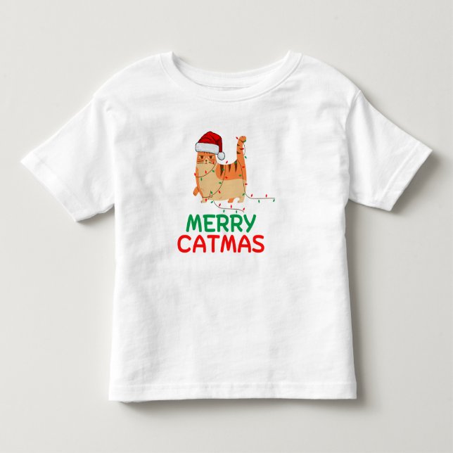 Frohe Catmas Weihnachten Funny Baby Bodysuit Kleinkind T-shirt (Vorderseite)