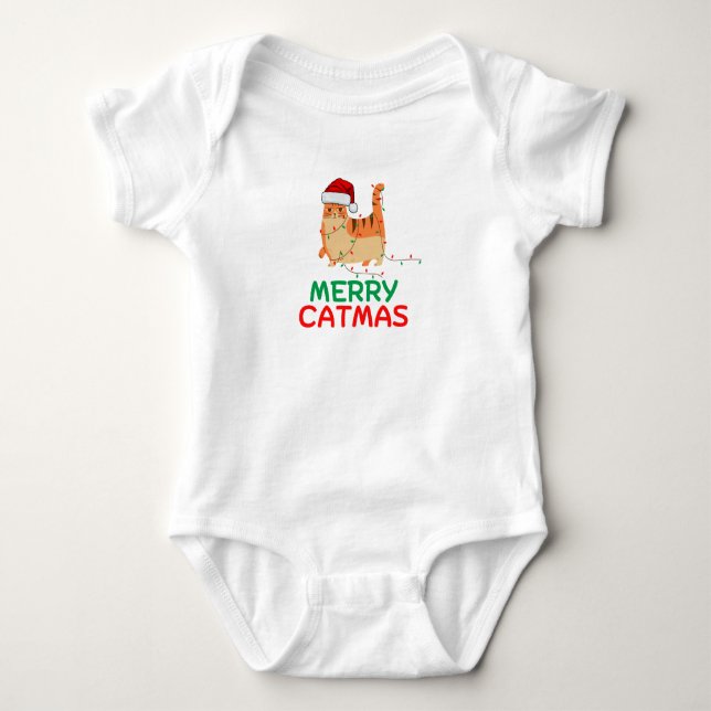 Frohe Catmas Weihnachten Funny Funny T - Shirt (Vorderseite)