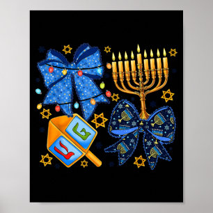 Frohe Chanukka-Bogen Menora Dreidel Jüdische Fraue Poster