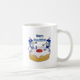 Frohe Chanukka tanzende Dreidels Berliner Kaffeetasse