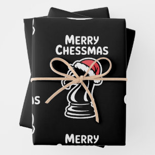 Frohe Chessmas Weihnachten Schach Xmas Santa Hut Geschenkpapier Set