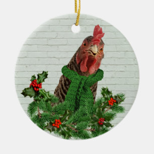 Frohe Chickmas Keramik Ornament