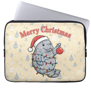 Frohe Chrismiss Manatee Niedliche Dicke Seekuh Wei Laptopschutzhülle