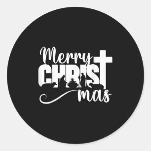 Frohe Christ Mas Christlich Weihnachten Jesus Chri Runder Aufkleber