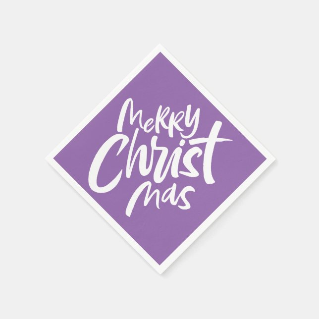 Frohe Christliche Weihnachtsbriefe Religious Purp Serviette (Ecke)