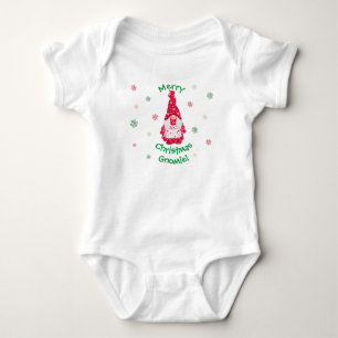 Frohe Christmas Gnomie   Girl Gnome Baby Strampler