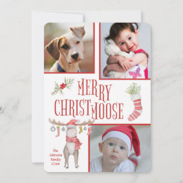 Frohe "Christmoose" Drei Fotos Weihnachten Karte