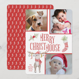 Frohe "Christmoose" Drei Fotos Weihnachten Karte