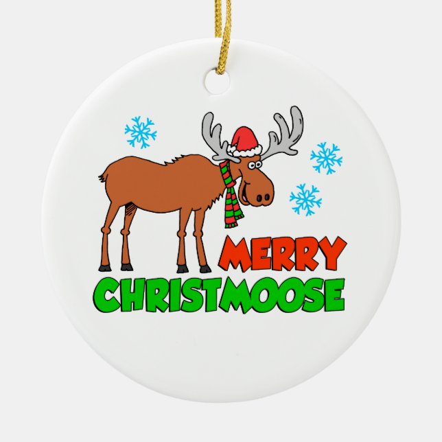 Frohe Christmoose Niedliche Ferienwohnung Keramik Ornament (Vorne)