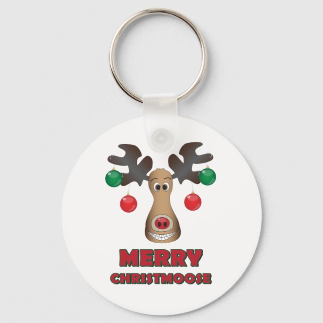 Frohe Christmoose! Schlüsselanhänger (Vorderseite)