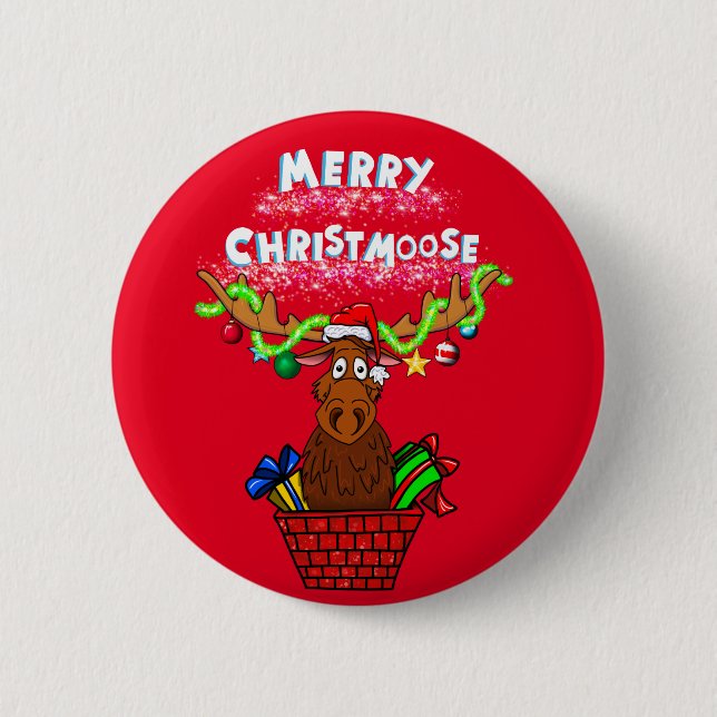 "Frohe Christmoose!" WeihnachtsknöchelButton Button (Vorderseite)