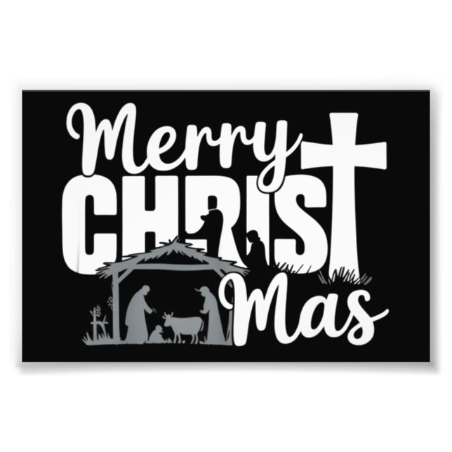 Frohe Christus Mas Christlich Weihnachten Jesus Fa Fotodruck (Vorne)