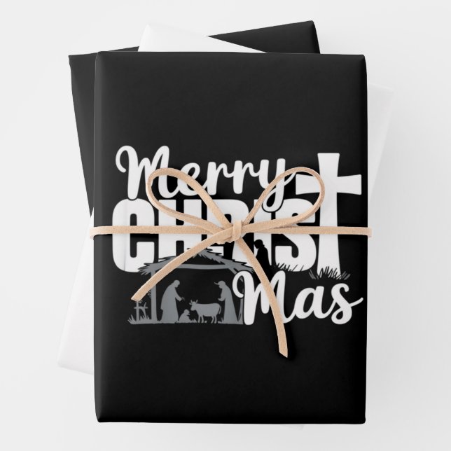 Frohe Christus Mas Christlich Weihnachten Jesus Fa Geschenkpapier Set (Beispiel)