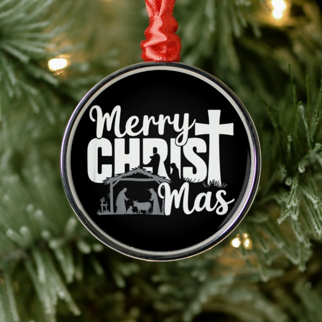 Frohe Christus Mas Christlich Weihnachten Jesus Fa Ornament Aus Metall (Baum)