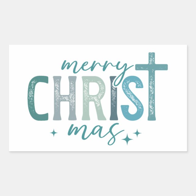 Frohe Christus mas Christliche religiöse kühne Grü Rechteckiger Aufkleber (Vorderseite)