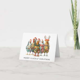 Frohe Cluckin Weihnachts-Chicken-Grußkarte Karte