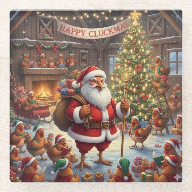 Frohe Cluckmas, Glasuntersetzer (Vorderseite)