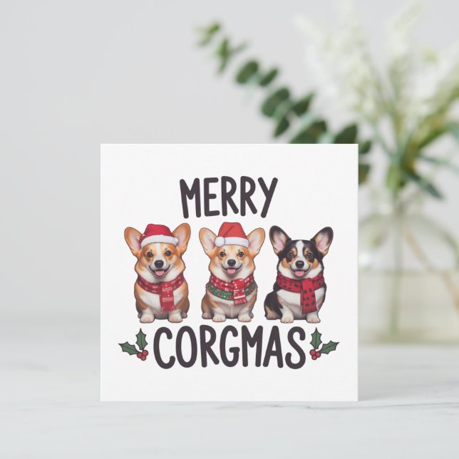 Frohe Corgmas Santa Hut Weihnachten Corgi Hundemam (Stehend Vorderseite)