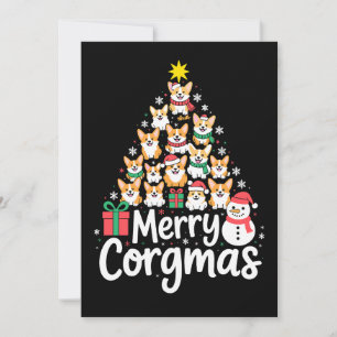 Frohe Corgmas Weihnachten Corgi Hund Baum Schneema Einladung