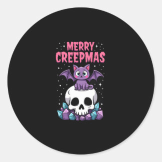 Frohe Creepmas Katze Pastell Goth Weihnachten Tote Runder Aufkleber