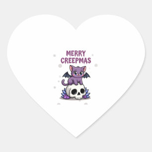 Frohe Creepmas-Katze Pastell-Goth-Weihnachtsschäde Herz-Aufkleber