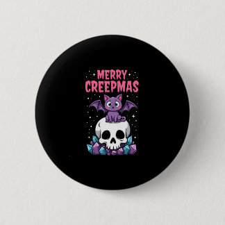 Frohe Creepmas-Katzen-Pastell-Goth-Weihnachten-Tot Button