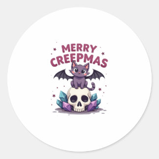 Frohe Creepmas-Katzen-Pastell-Goth-Weihnachten-Tot Runder Aufkleber